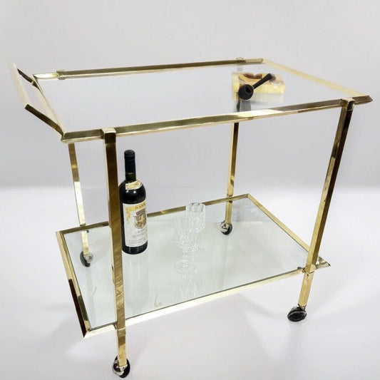 Carrello bar antico in ottone portavivande vintage di design vetro anni 70 80 Categoria  Carrelli