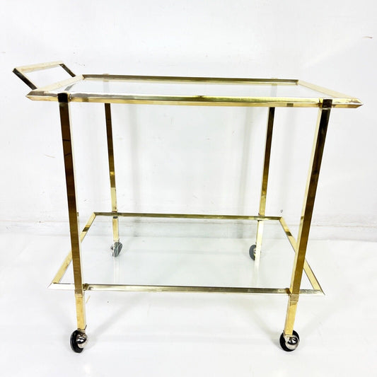Carrello bar antico in ottone portavivande vintage di design vetro anni 70 80 Categoria  Carrelli