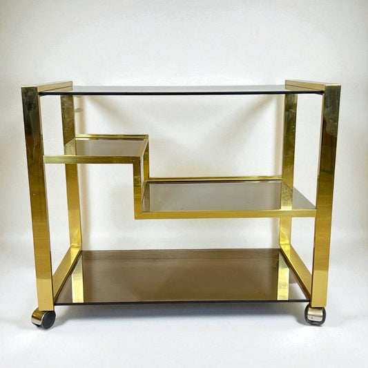 Carrello Bar antico in Ottone portavivande vintage di design vetro anni 70  Rega Categoria  Carrelli