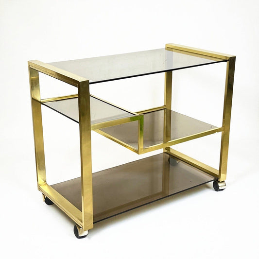 Carrello Bar antico in Ottone portavivande vintage di design vetro anni 70  Rega Categoria  Carrelli