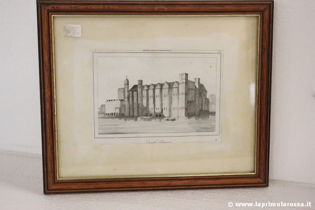 CASTELLO DI BAYNARD ANTICA INCISIONE CON CORNICE ANTIQUE PRINT OF BAYNARD CASTLE Categoria  Stampe e Incisioni