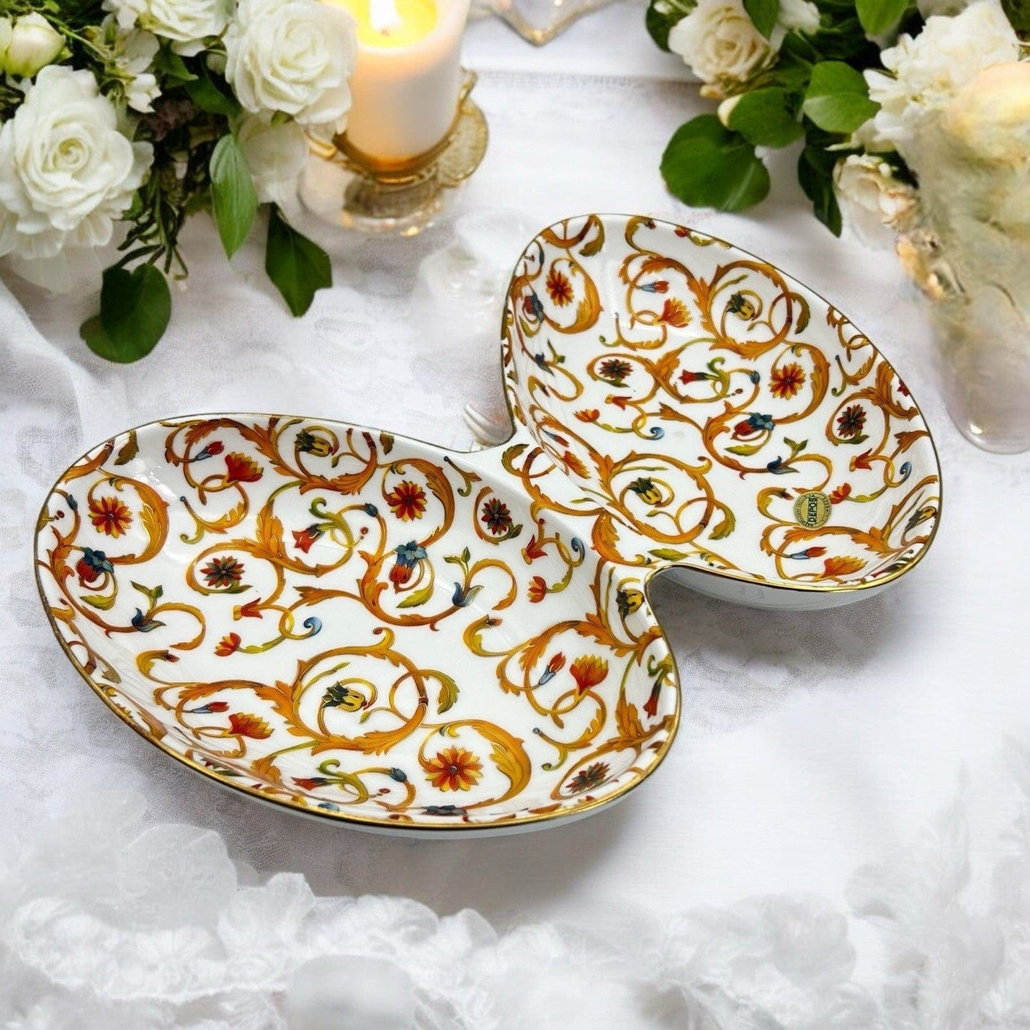 Centrotavaola a forma di Uovo in porcellana stile antico Limoges decori Oro Categoria  Centrotavola e Ciotole