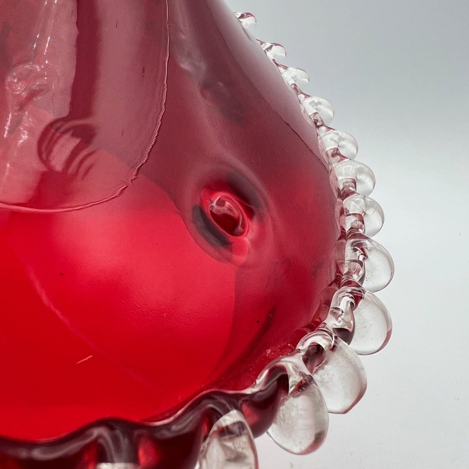 Cestino ciotola porta bon bon caramelle rosso rubino in vetro di Murano Vintage Categoria  Vetri e Cristalli