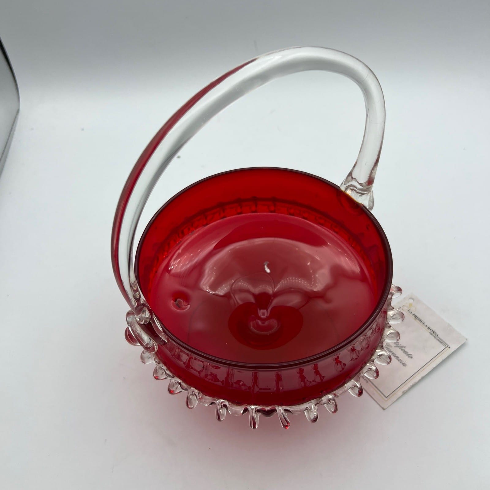 Cestino ciotola porta bon bon caramelle rosso rubino in vetro di Murano Vintage Categoria  Vetri e Cristalli