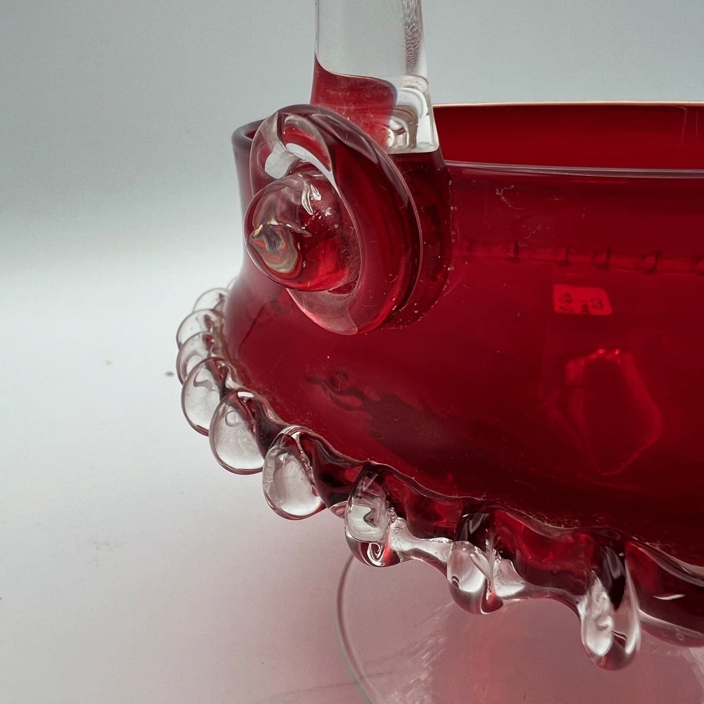 Cestino ciotola porta bon bon caramelle rosso rubino in vetro di Murano Vintage Categoria  Vetri e Cristalli