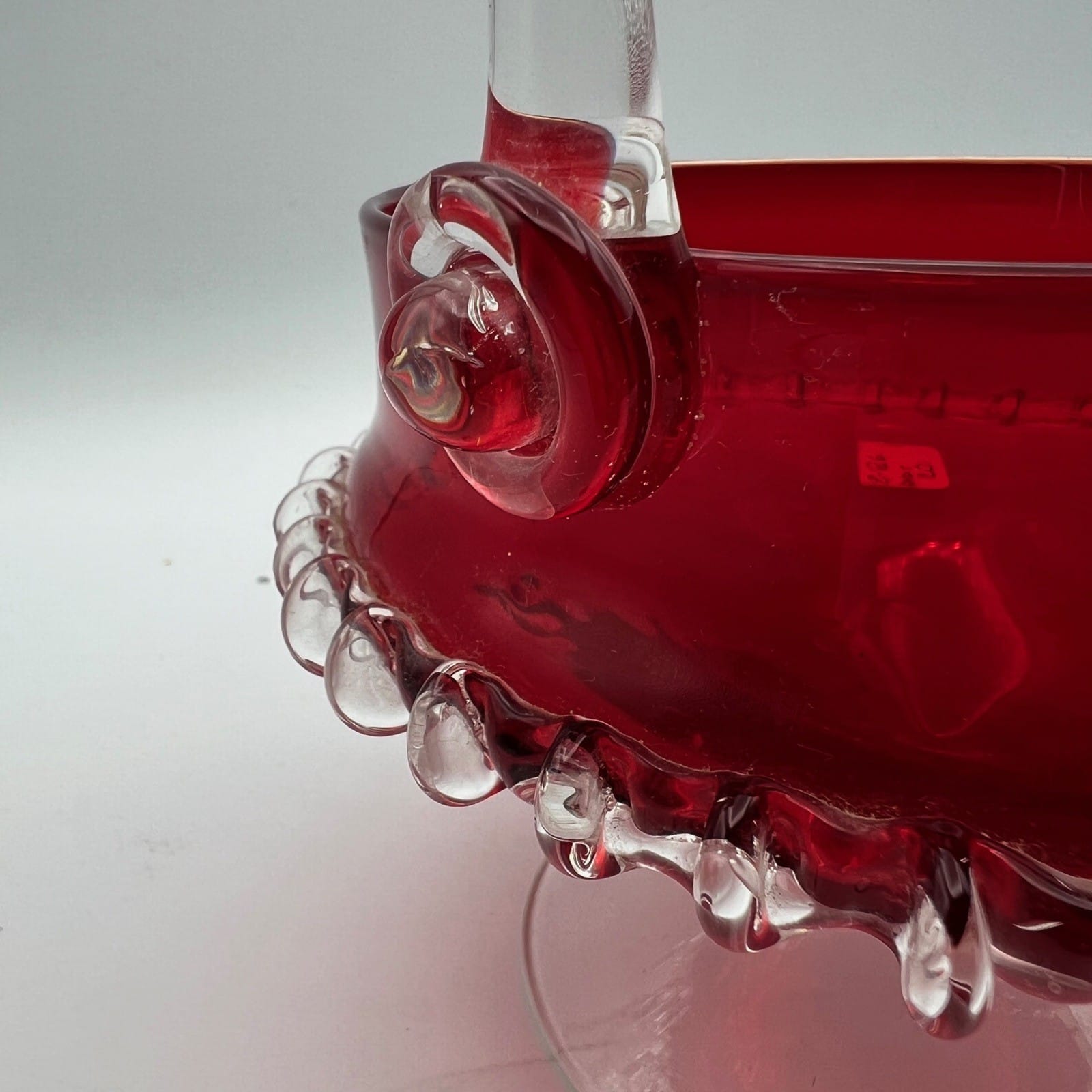 Cestino ciotola porta bon bon caramelle rosso rubino in vetro di Murano Vintage Categoria  Vetri e Cristalli