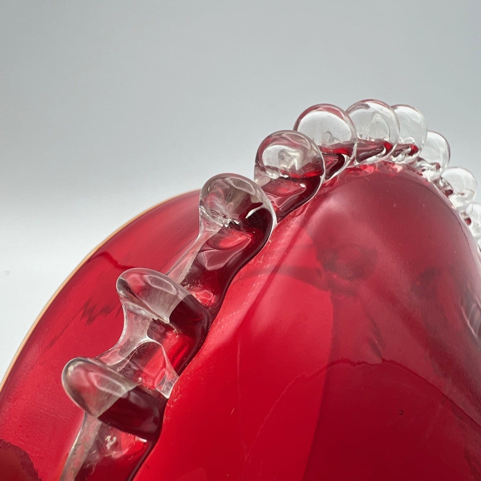 Cestino ciotola porta bon bon caramelle rosso rubino in vetro di Murano Vintage Categoria  Vetri e Cristalli