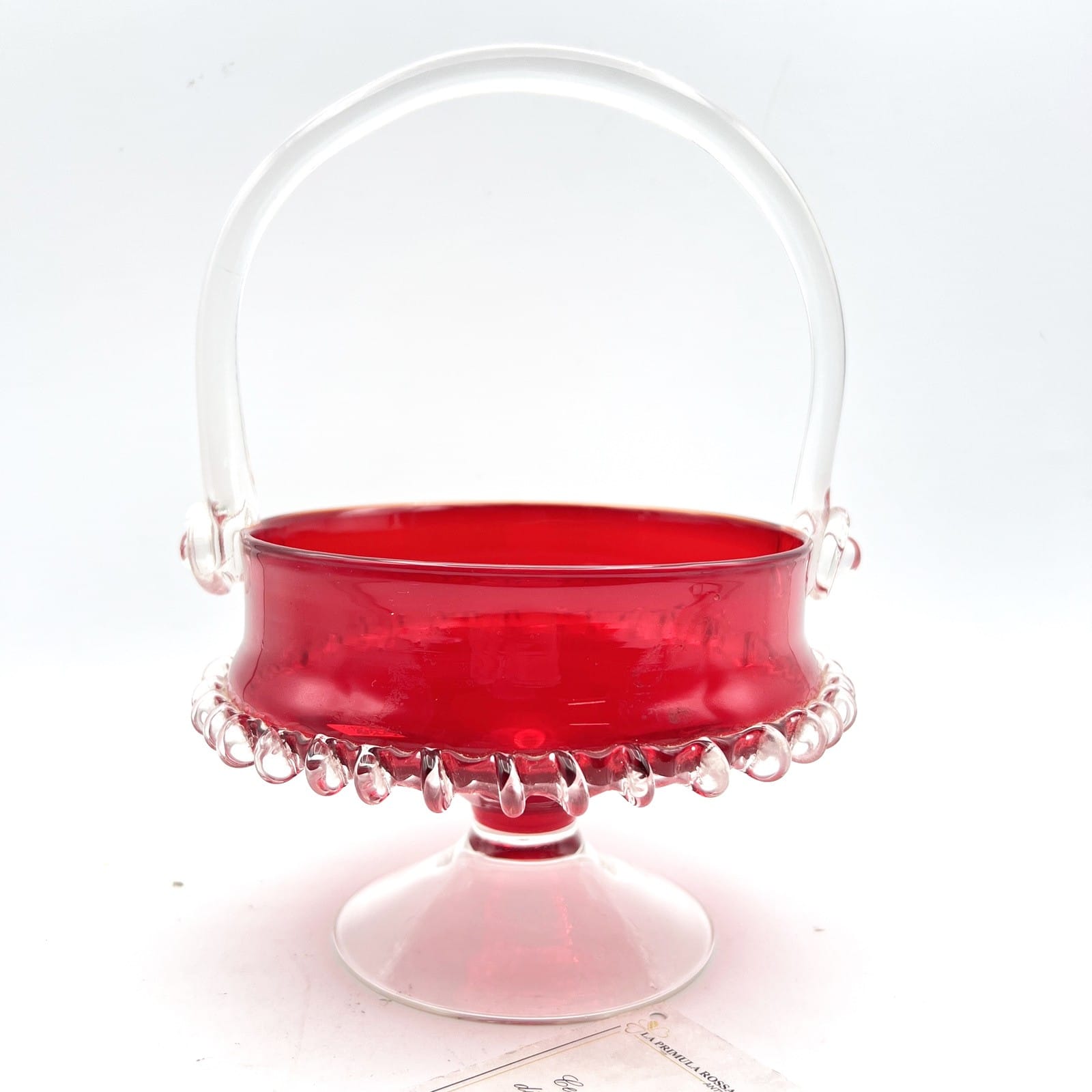 Cestino ciotola porta bon bon caramelle rosso rubino in vetro di Murano Vintage Categoria  Vetri e Cristalli