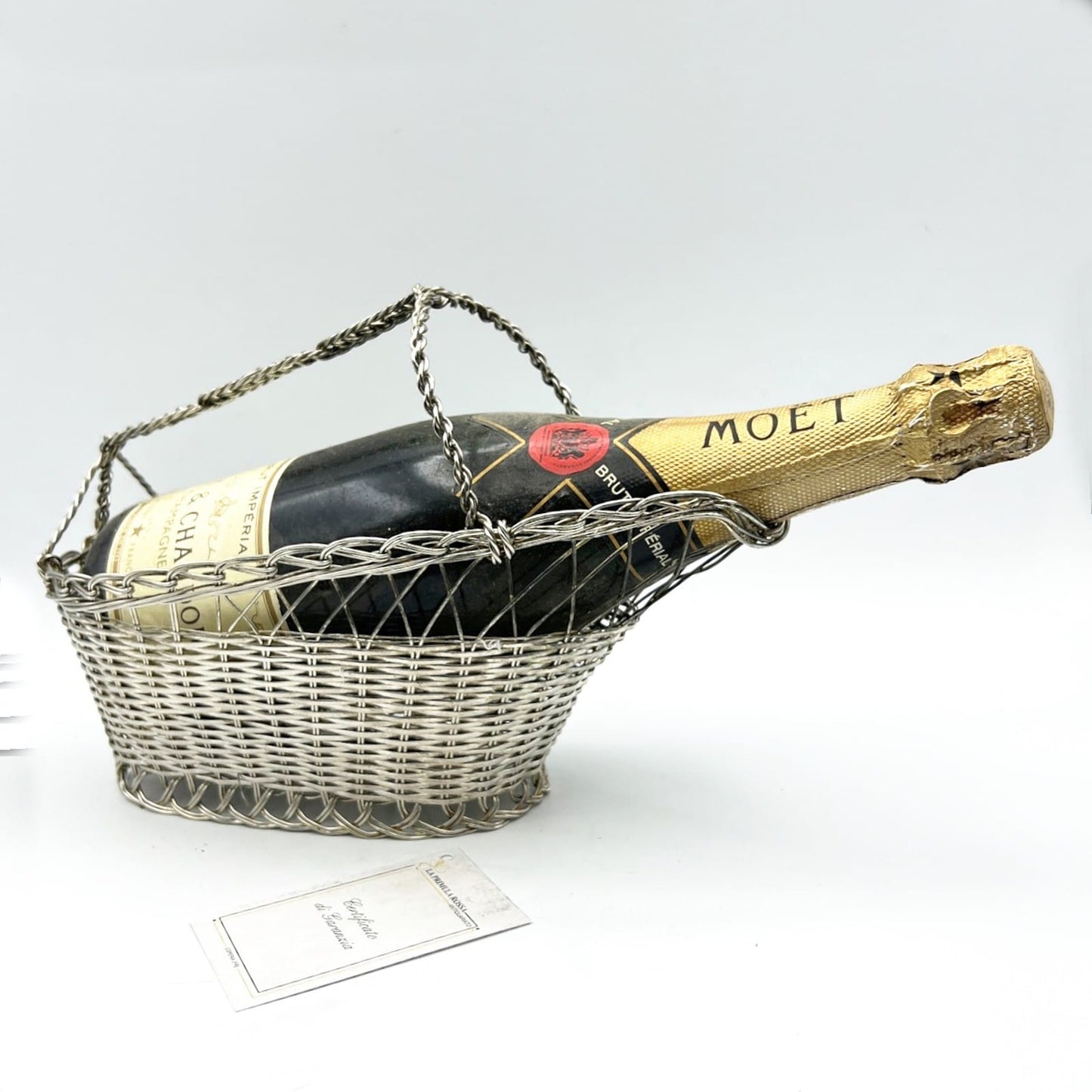 Cestino portabottiglia per vino in Argento silver plated stile antico Francese Categoria  Sheffield & Argento