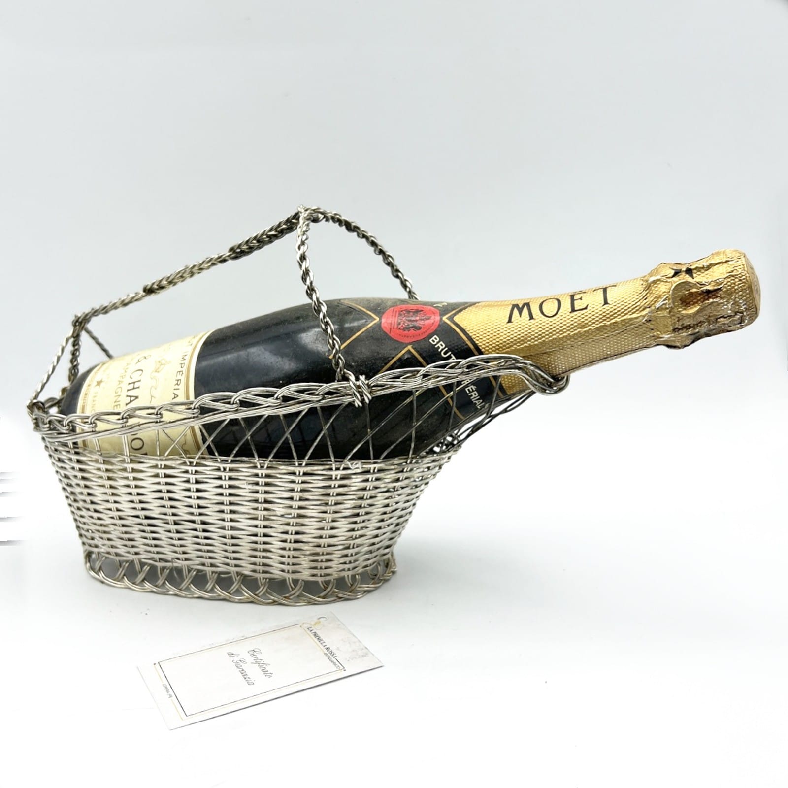 Cestino portabottiglia per vino in Argento silver plated stile antico Francese Categoria  Sheffield & Argento