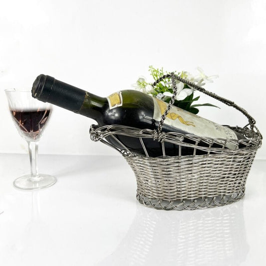 Cestino portabottiglia per vino vintage in Argento silver plated antico Francese Categoria  Sheffield & Argento