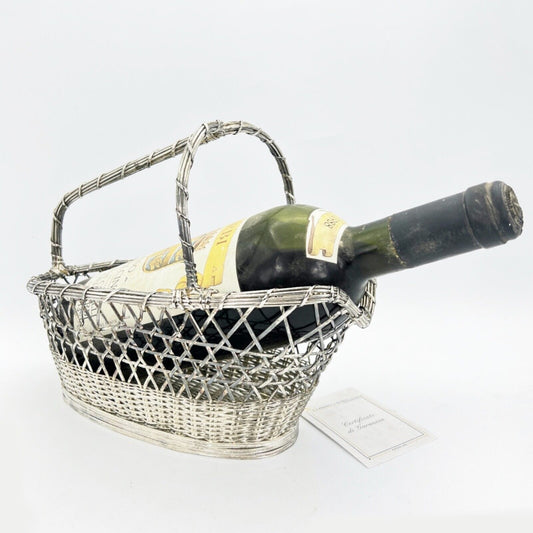 Cestino portabottiglia per vino vintage in Argento silver plated antico Francese Categoria  Sheffield & Argento