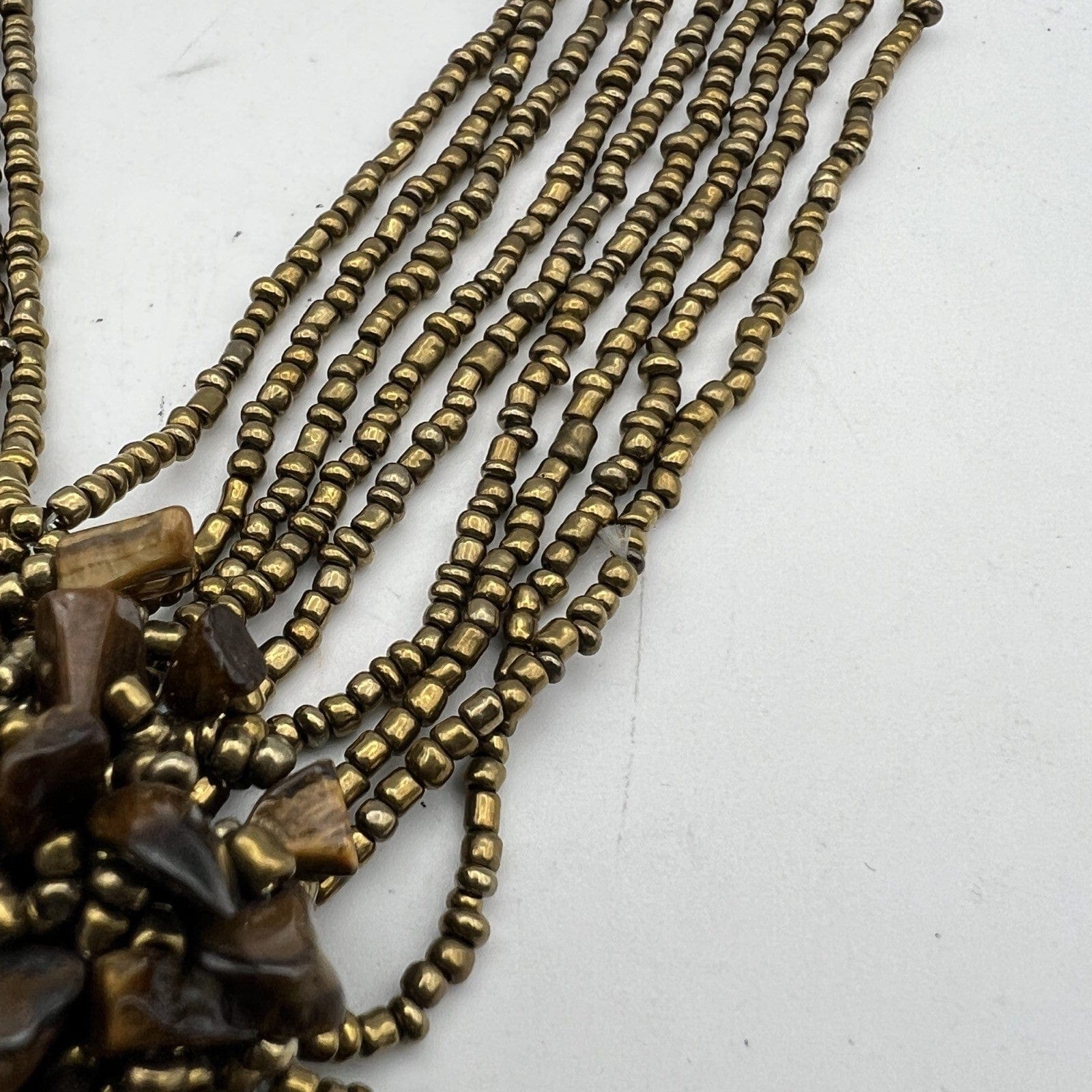 Collana da per donna in Pietre Occhio di Tigre Girocollo Multifilo color Bronzo Categoria  Bigiotteria & Accessori