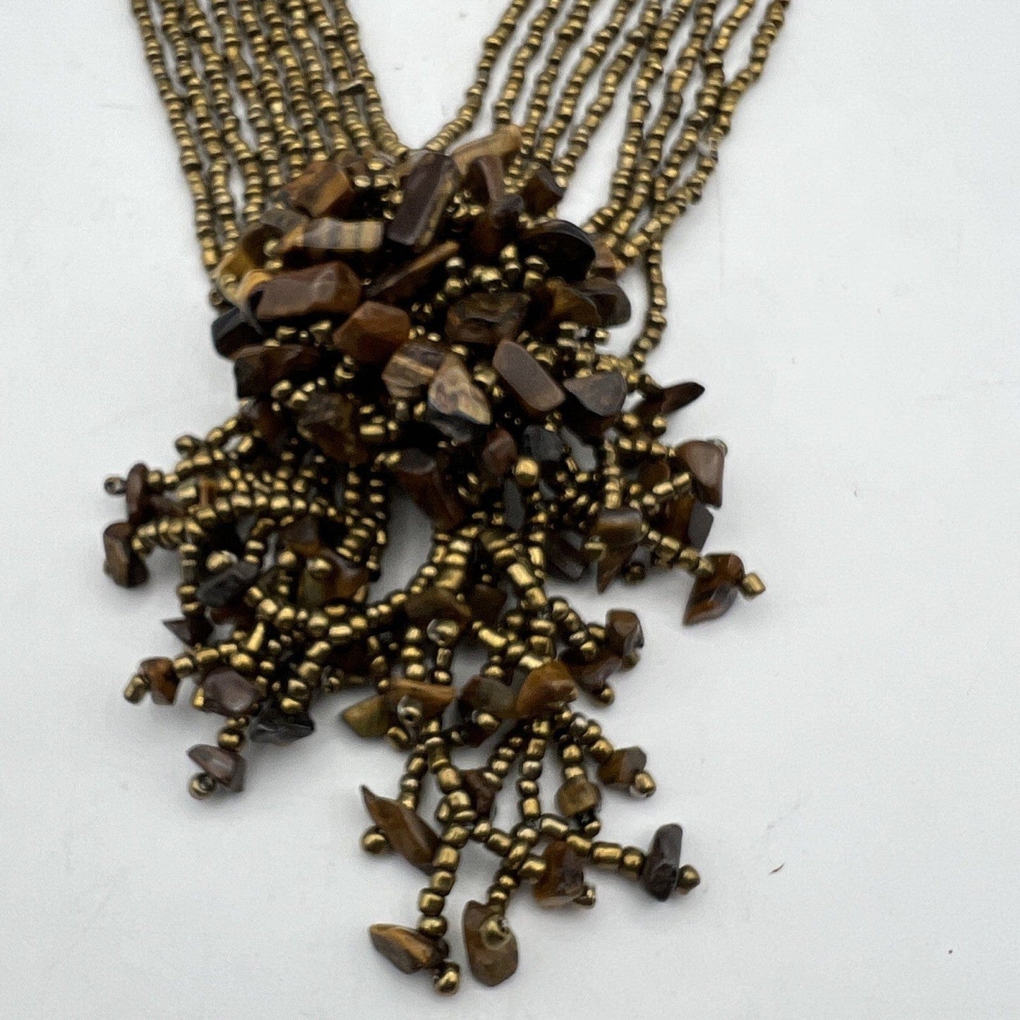 Collana da per donna in Pietre Occhio di Tigre Girocollo Multifilo color Bronzo Categoria  Bigiotteria & Accessori