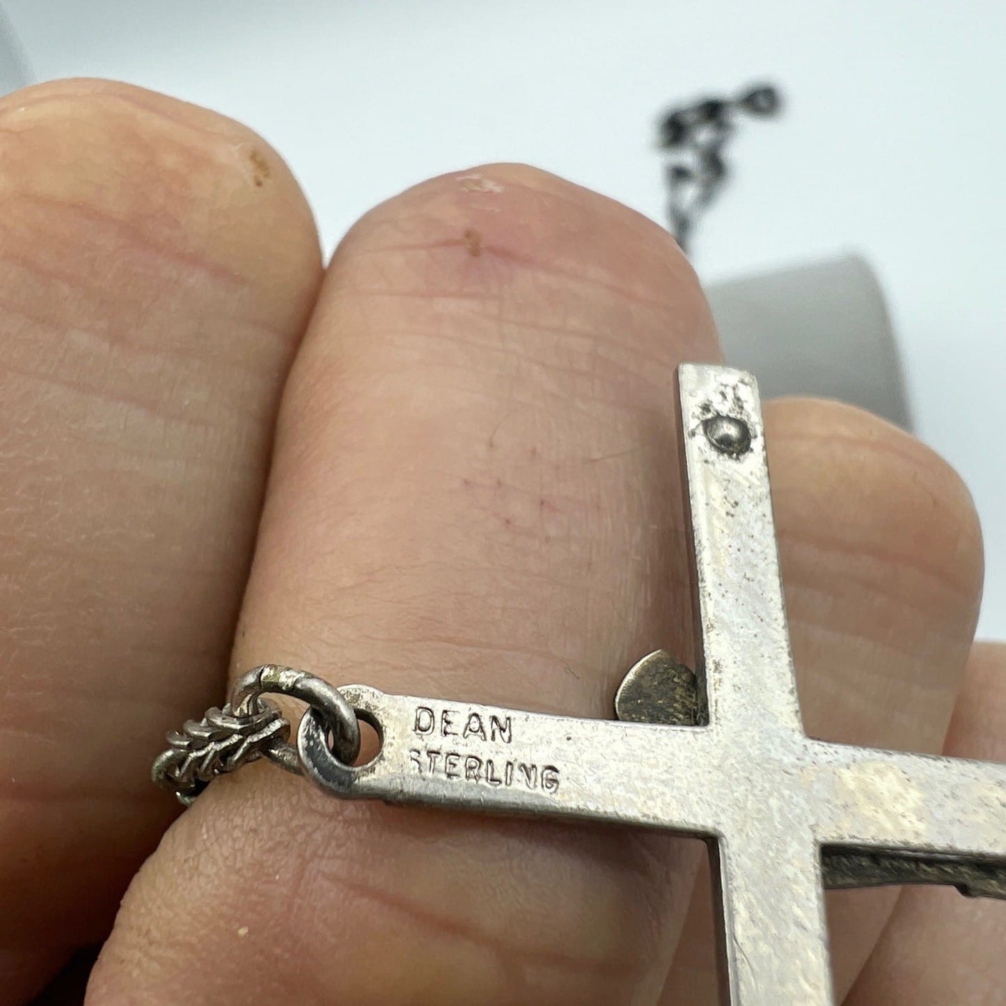Collana Rosario in Argento 925 Catenina Vintage Vetro nero crocifisso religiosa Categoria  Oggetti sacri - rosari