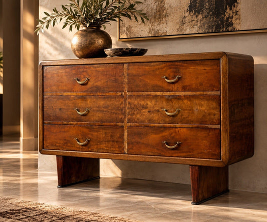 Como Cassettiera Madia Antica Stile Art Deco mobile di design in legno Noce Categoria  Comò & Cassettiere