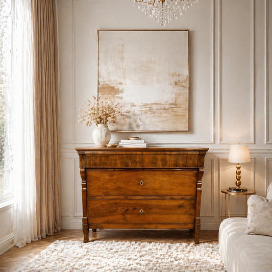 Comò cassettone antico 800 stile Carlo X Impero mobile in legno di Noce Madia Categoria  Comò & Cassettiere