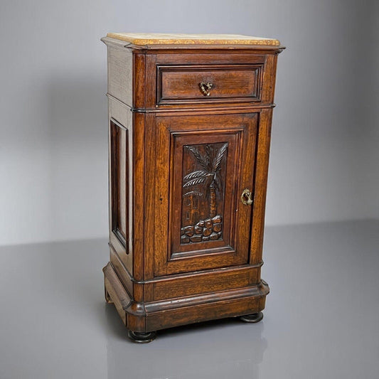 Comodino Antico in legno di piano marmo giallo Epoca 800 Mobiletto Italiano Categoria  Comodini