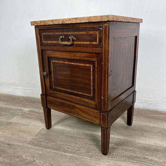 Comodino antico mobiletto mobile in legno stile liberty porta telefono 900 marmo Categoria  Comodini