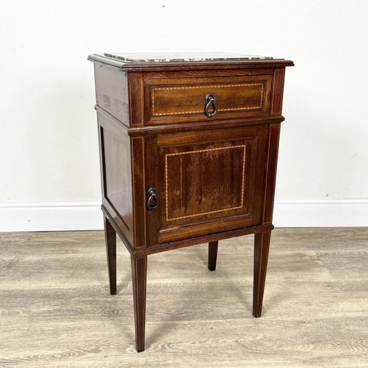 Comodino Antico Mobiletto mobile in legno stile Luigi XVI porta telefono marmo Categoria  Comodini