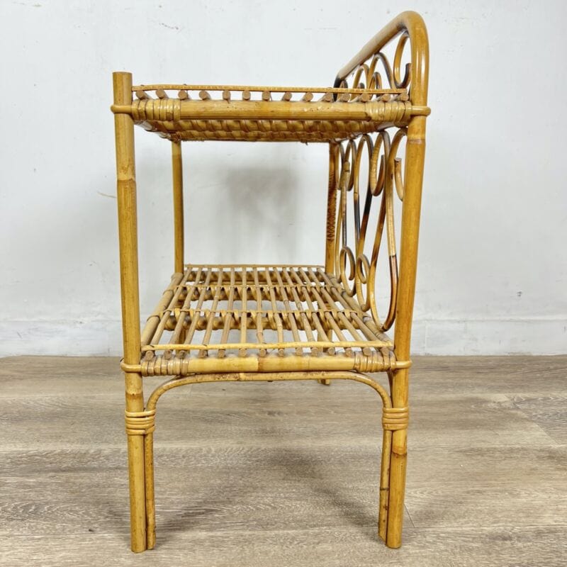 En.casa Comodino In Bambù Con Cassetto E Ripiano - Effetto Rattan Naturale 60x40x35 Cm