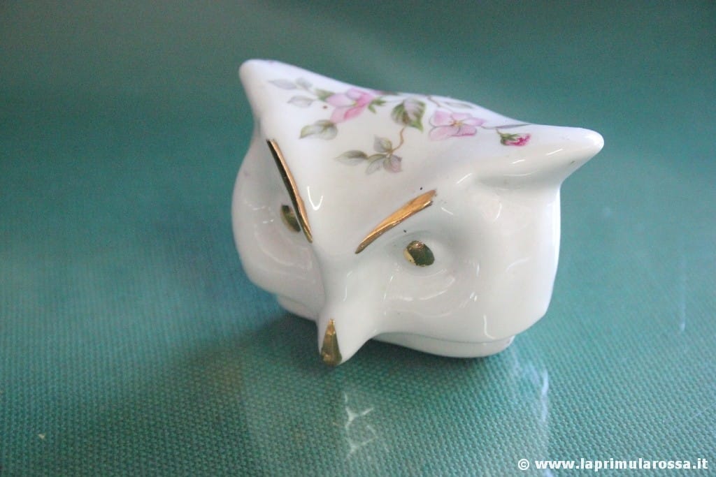 COPERCHIO VINTAGE PORCELLANA A GUFO CIVETTA  BONE CHINA OWL LID ONLY TRINKET POT Categoria  Altro