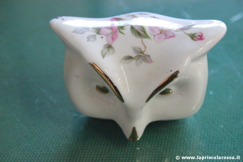 COPERCHIO VINTAGE PORCELLANA A GUFO CIVETTA  BONE CHINA OWL LID ONLY TRINKET POT Categoria  Altro