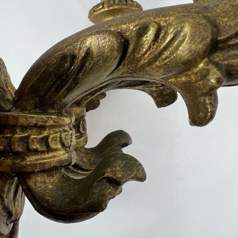 Coppia Applique vintage antichi in legno dorato stile barocco lampada da parete Categoria  Lampade Appliques