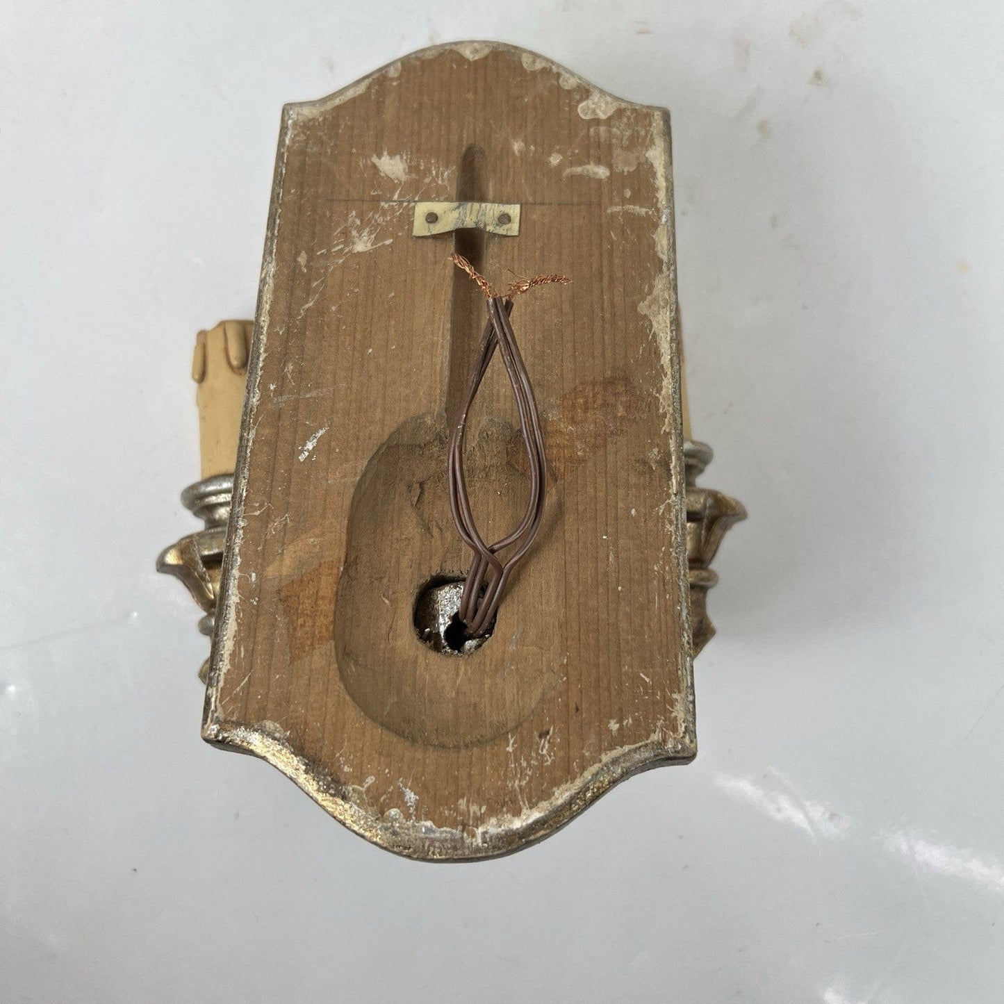 Coppia Applique vintage antichi in legno e oro lampada da parete luci candele Categoria  Lampade Appliques