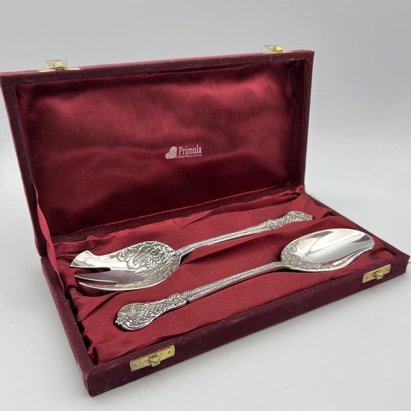 Coppia di Posate per servire stile antico in  sheffield silver plated inglese Categoria  Sheffield & Argento