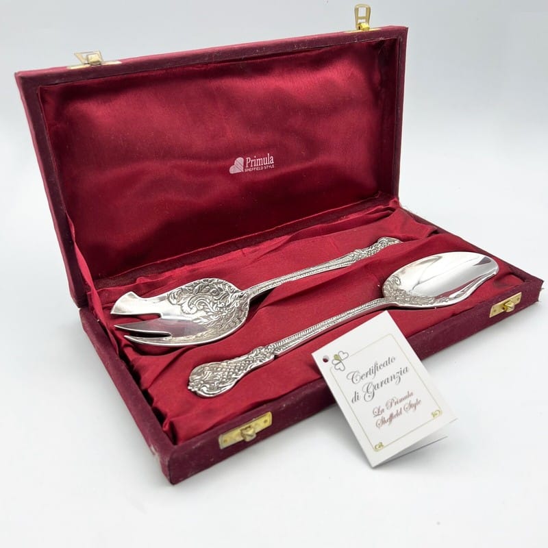 Coppia di Posate per servire stile antico in  sheffield silver plated inglese Categoria  Sheffield & Argento