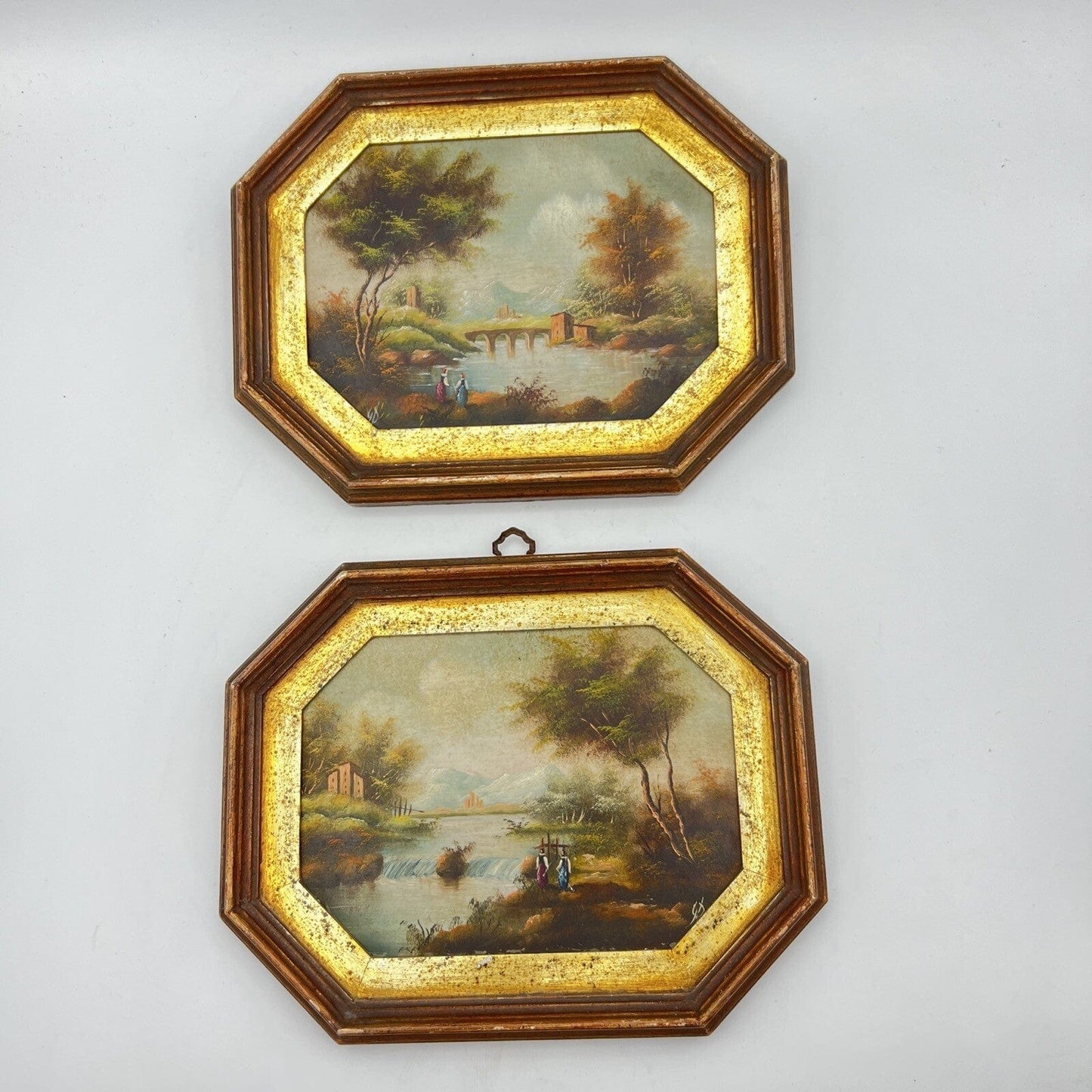 Coppia di quadretti antichi miniature dipinti olio su rame paesaggio  Firmati Categoria  Quadri