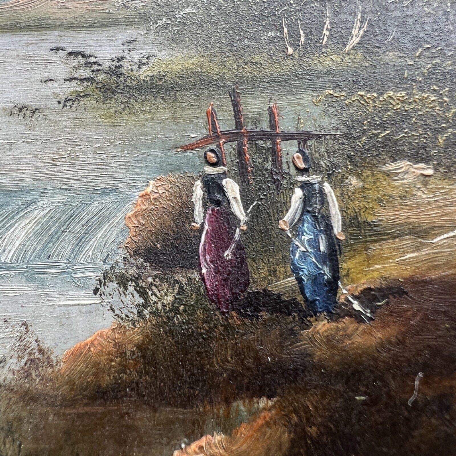 Coppia di quadretti antichi miniature dipinti olio su rame paesaggio  Firmati Categoria  Quadri