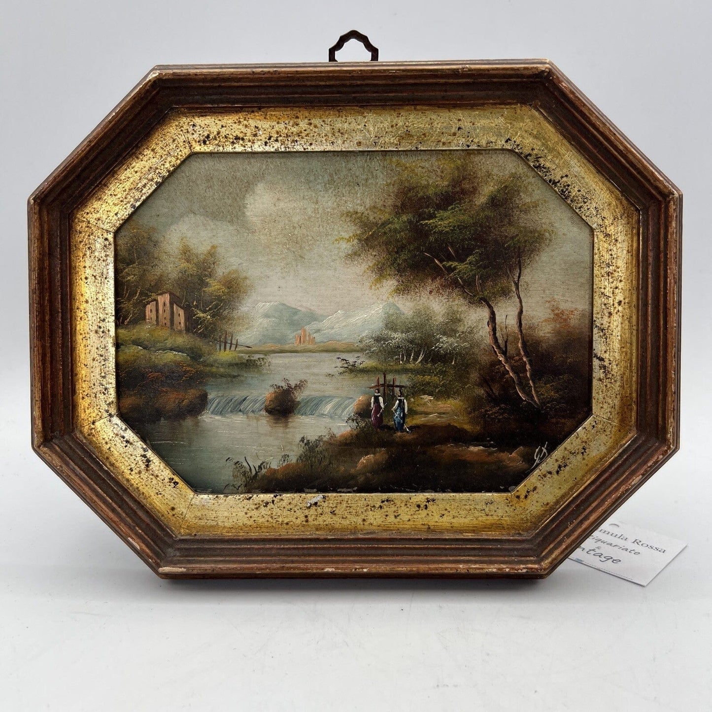 Coppia di quadretti antichi miniature dipinti olio su rame paesaggio  Firmati Categoria  Quadri