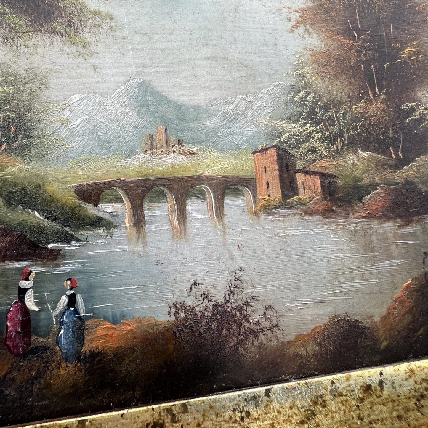Coppia di quadretti antichi miniature dipinti olio su rame paesaggio  Firmati Categoria  Quadri
