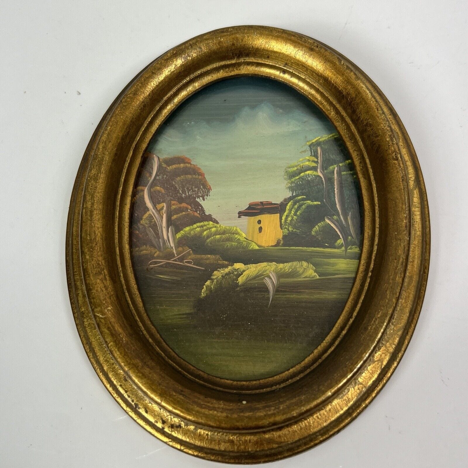 Coppia di quadretti antichi miniature ovali dipinti olio su rame paesaggio Categoria  Quadri