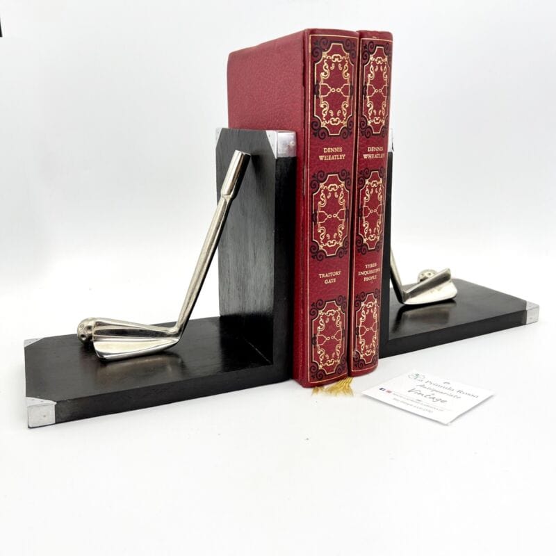 Coppia di reggilibri fermalibri in legno nero vintage reggi libri  Mazza da Golf Categoria  Accessori scrivania e ufficio