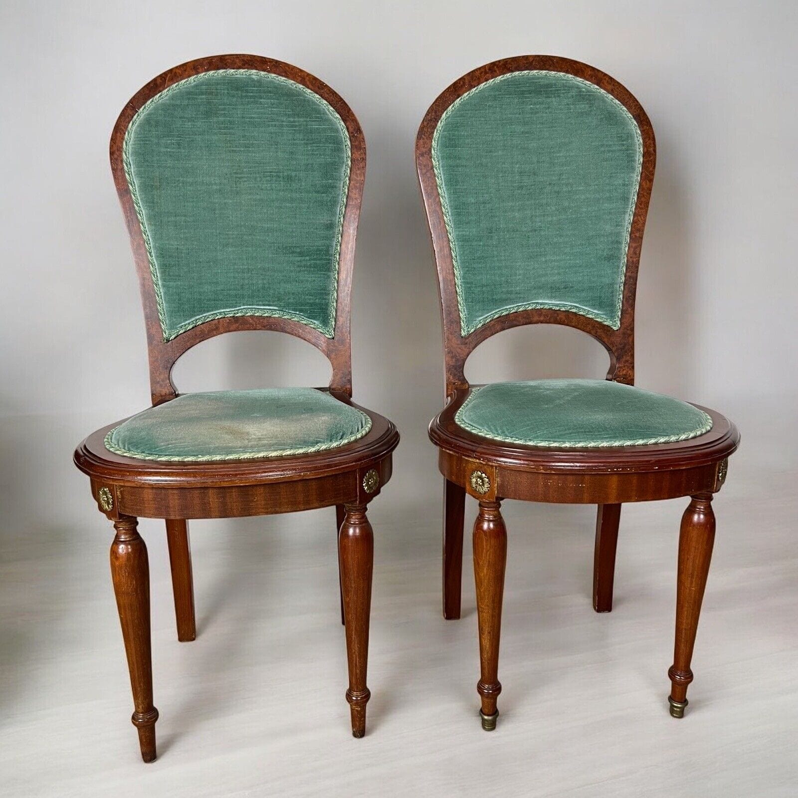Coppia di Sedie antiche Francesi anni 20 30 legno sedia Verde