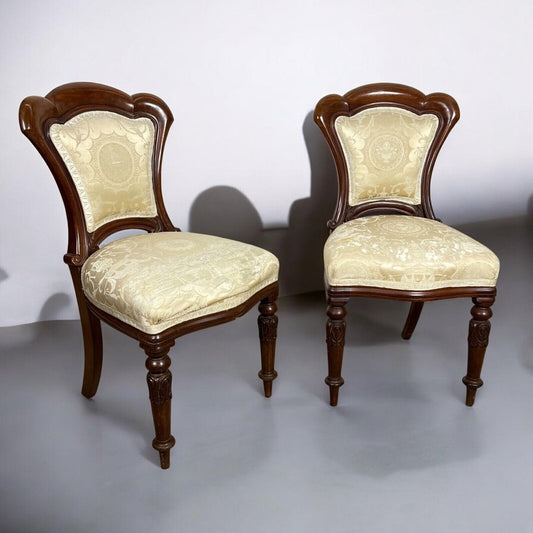 Coppia di sedie antiche in legno di mogano epoca 800 stile Vittoriano Sedia Categoria  Sedie