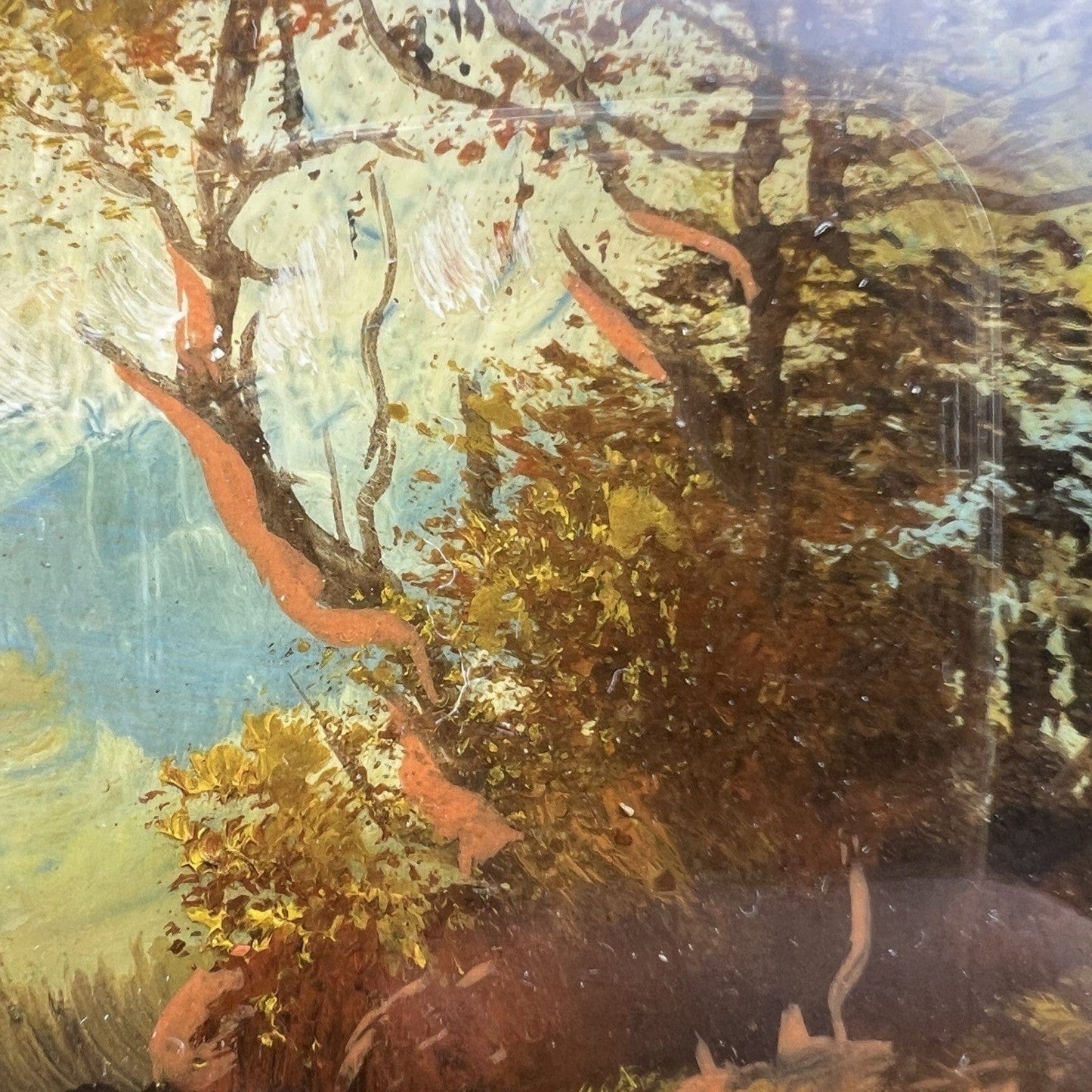 Coppia quadretti antichi miniature ovali dipinti paesaggio cornici legno dorato Categoria  Quadri