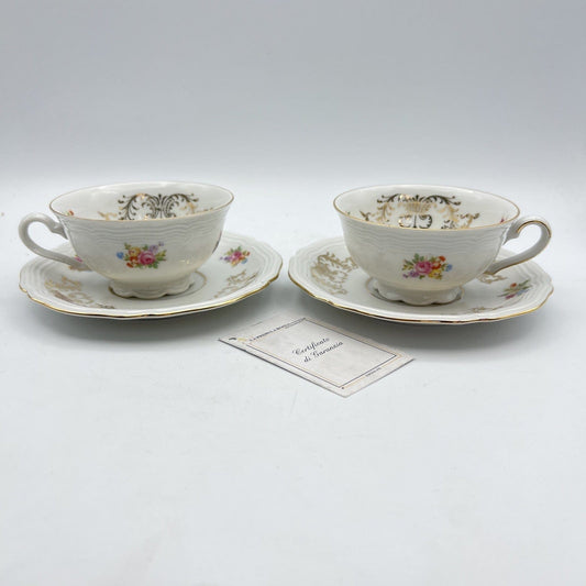 Coppia tazza da tè the antica con piattino in porcellana vintage Bavaria fiori Categoria  Servizio tazze - Tazze