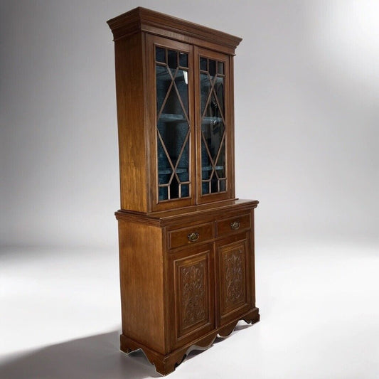 Credenza antica vetrina epoca 800 vittoriana mobile da salone in legno di Noce Categoria  Servante - Servantini