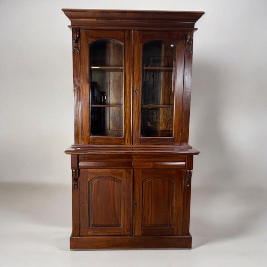 Credenza con Vetrina In stile antico 800 Mobile da salone in legno Libreria Categoria  Vetrine