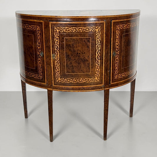 Credenza Stile antica Luigi XVI  bombata intarsiata mobile Consolle Mezzaluna Categoria  Servante - Servantini