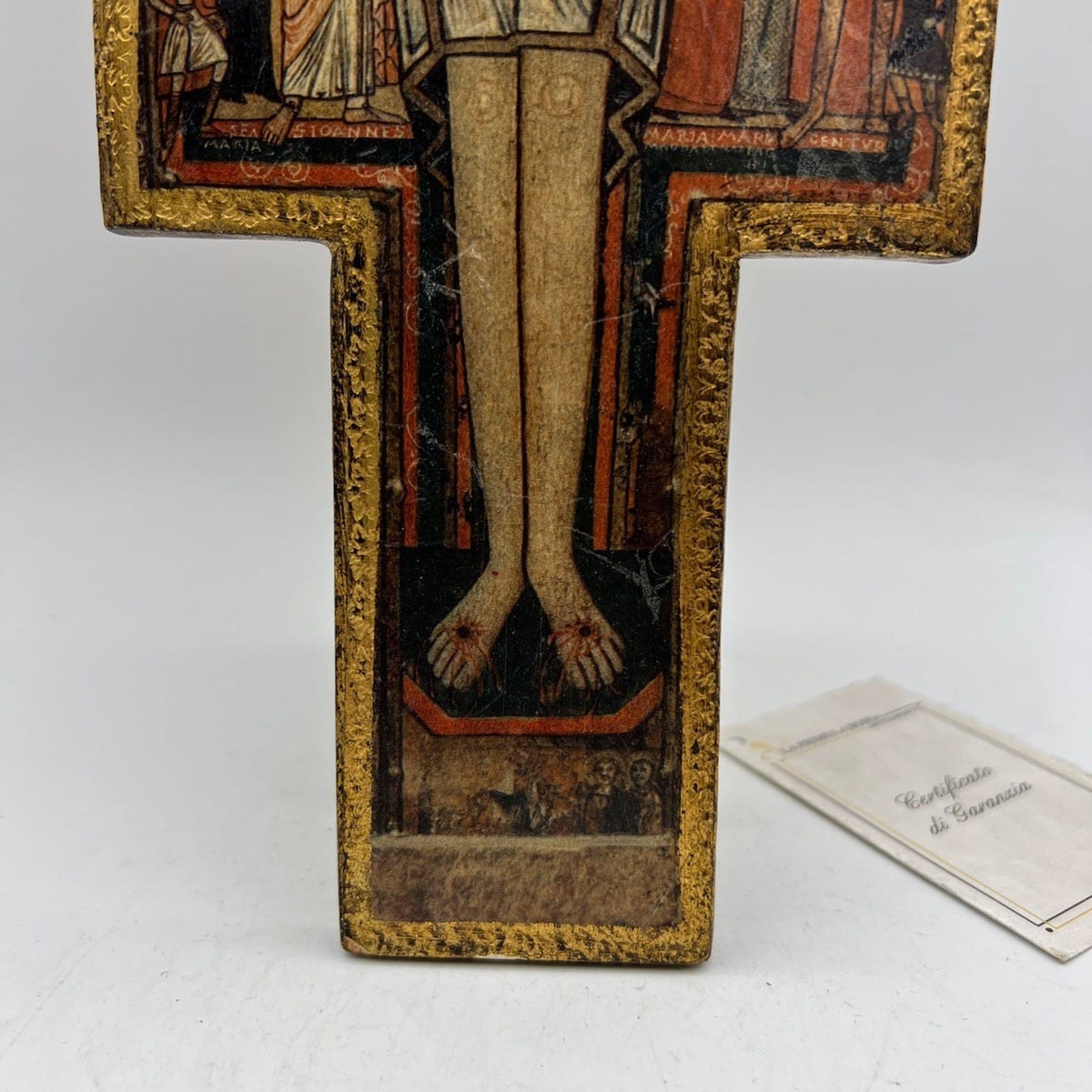 Crocifisso Fiorentino stile antico Icona Croce sacra in legno dorato S. Damiano Categoria  Oggetti sacri - rosari