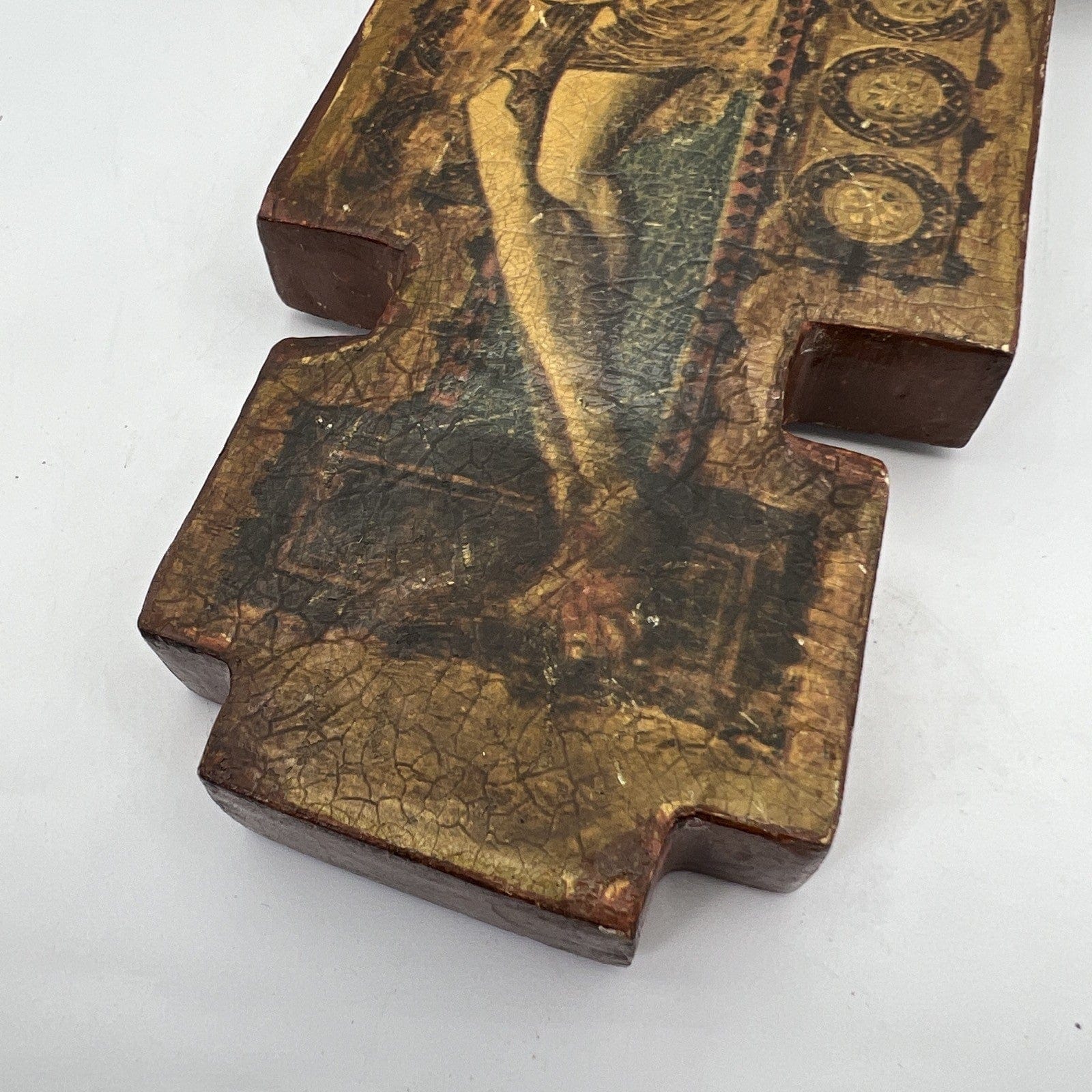 Crocifisso stile antico Icona Croce religiosa sacra in legno dorato da parete Categoria  Oggetti sacri - rosari