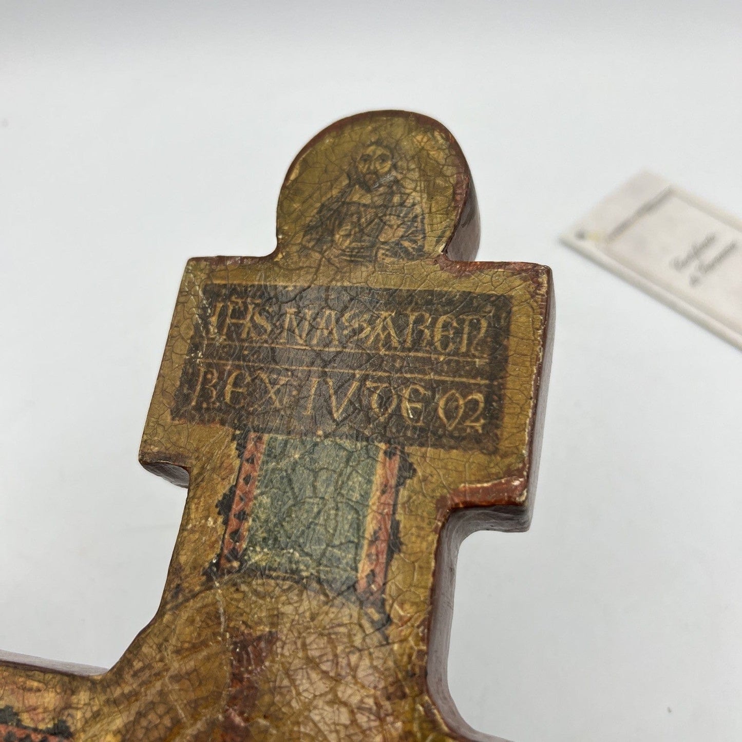 Crocifisso stile antico Icona Croce religiosa sacra in legno dorato da parete Categoria  Oggetti sacri - rosari