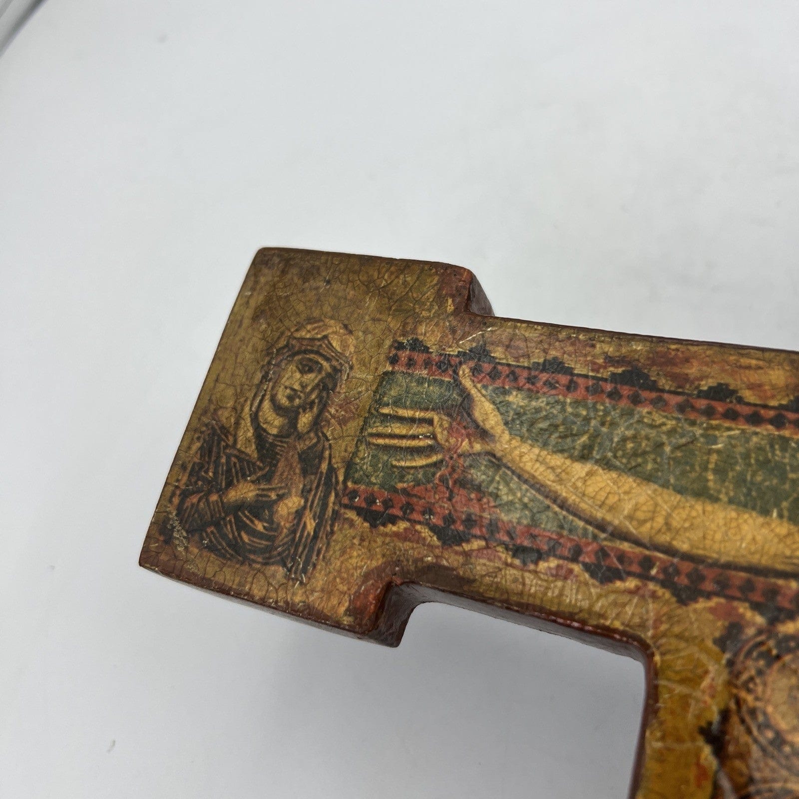 Crocifisso stile antico Icona Croce religiosa sacra in legno dorato da parete Categoria  Oggetti sacri - rosari