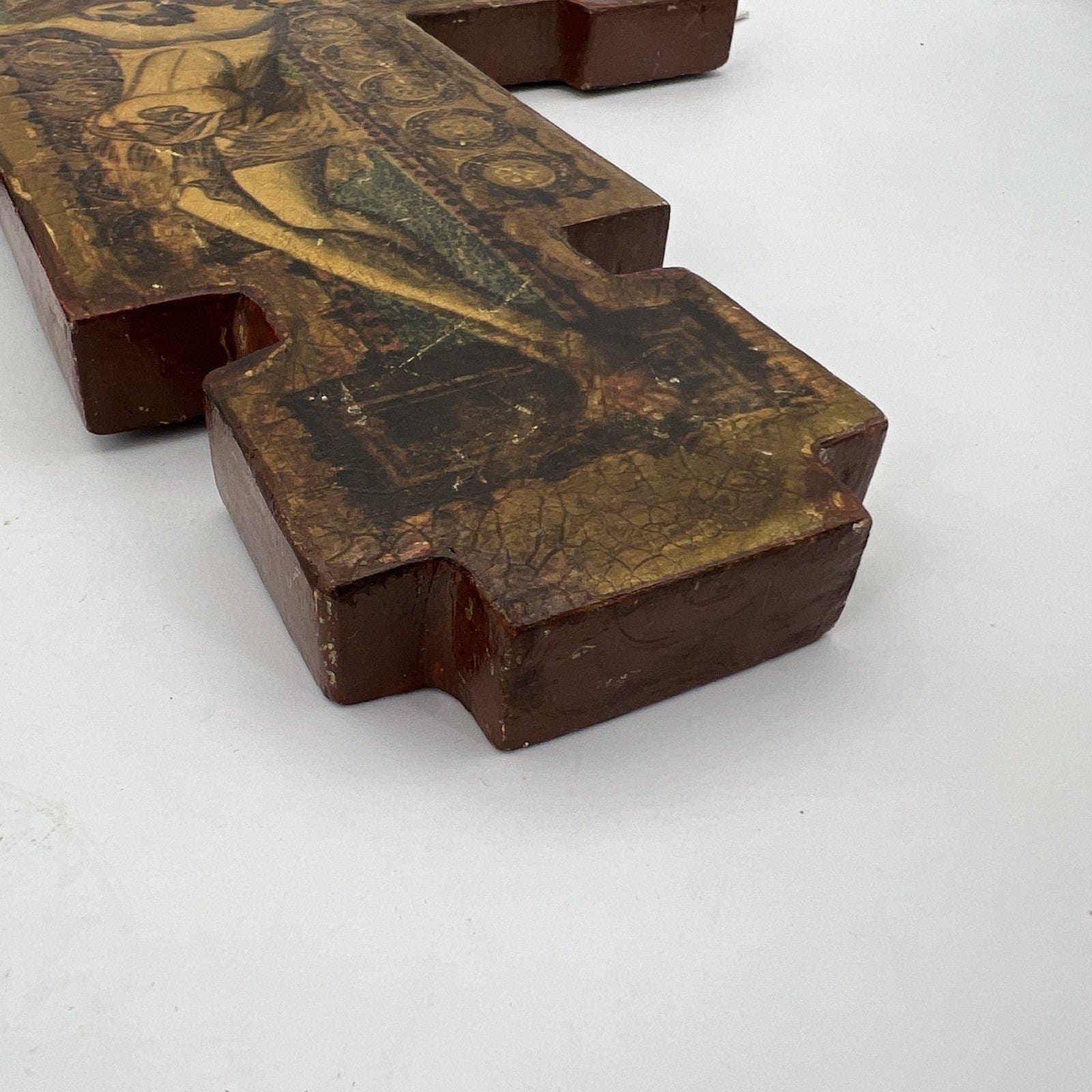 Crocifisso stile antico Icona Croce religiosa sacra in legno dorato da parete Categoria  Oggetti sacri - rosari