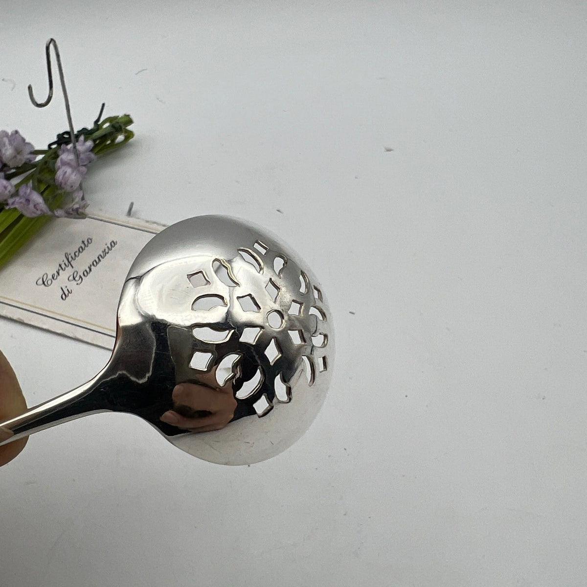 Cucchiaio posata Antica mestolino traforato Colino in  Argento Sheffield EPNS Categoria  Sheffield & Argento